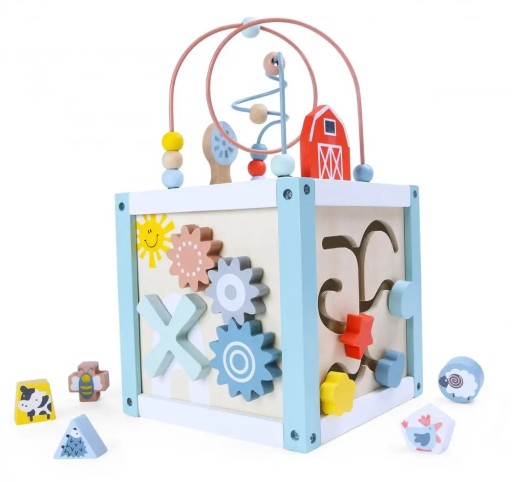 ECOTOYS Drewniana kostka edukacyjna sorter +klocki