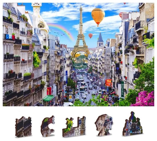 Drewniane miasto Drewniane puzzle Busy Paris 2w1, 150 elementów ECO