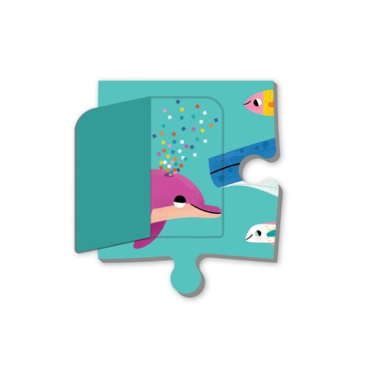 Puzzle Mudpuppy z okienkami Przyjęcie w oceanie 12 elementów 2+