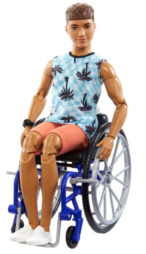 Lalka modowa Barbie Ken na wózku inwalidzkim wielokolorowa