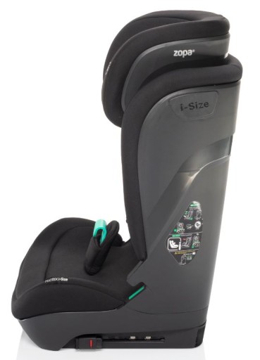Fotelik samochodowy Zopa Matrix i-Size 2023 czarny 15-36 kg 100-150 cm