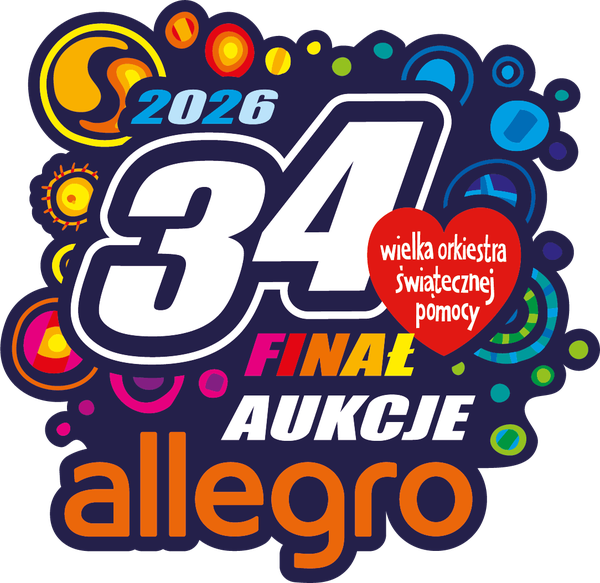 Logo 34. Finału WOŚP 2026 Aukcje Allegro