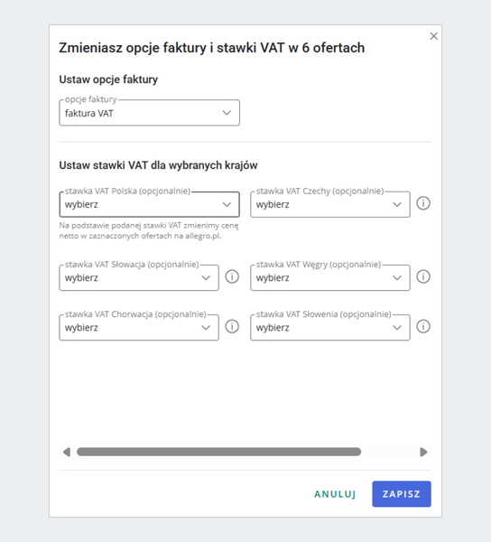 Zmieniasz opcje faktury u stawki VAT