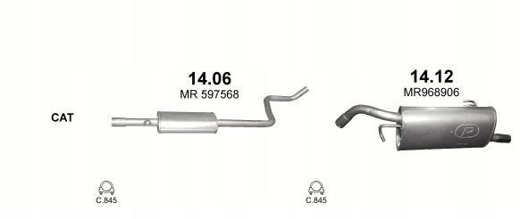 POLMO SILENCIEUX POLMOSTROW 14.06ALU CENTRAL MITSUBISHI COLT 1.1.1.3 04-