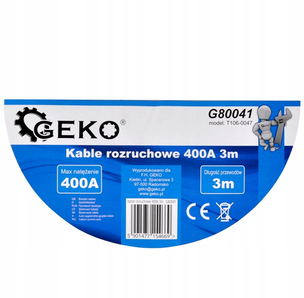CÂBLE DÉMARRAGE GEKO 1200A 4,5M