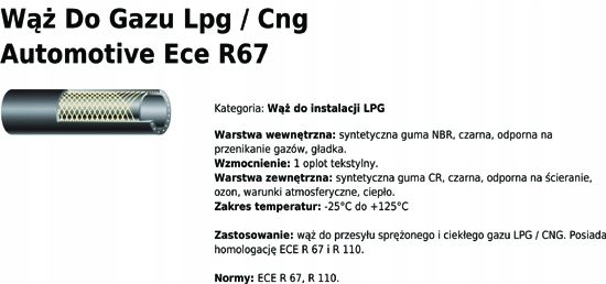JUNCTION PIPE WIRES LPG/CNG 10 BAR ECE R67 6X12MM 1METR 