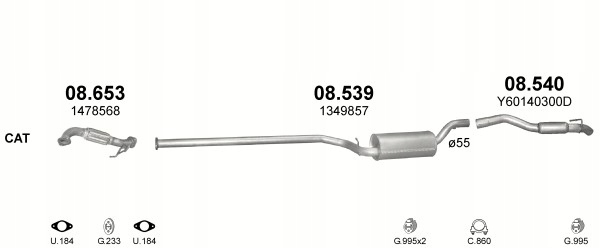 POLMOSTROW SILENCIEUX ARRIÈRE MAZDA 3 1.6CITD -05