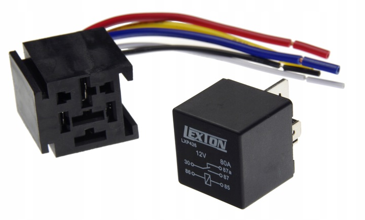 RELÉ AUTO LEXTON 12V 80A + RANURA 