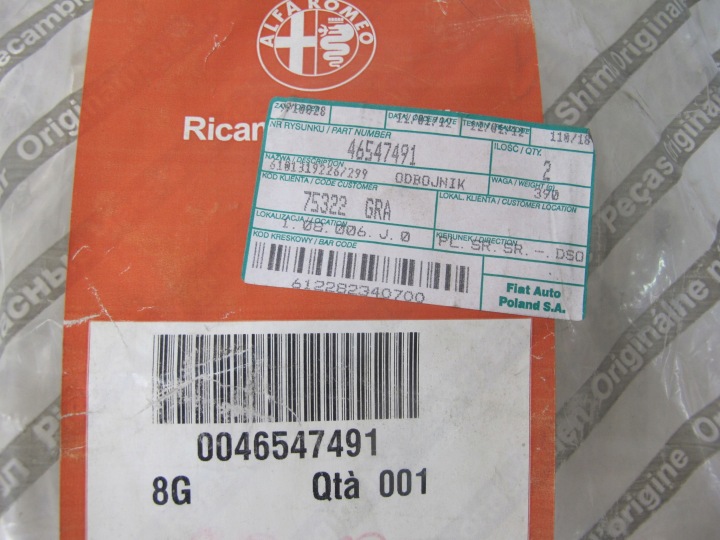 AMORTISSEUR SEMELLE PARE-CHOCS GAUCHE ARRIÈRE ALFA ROMEO 146