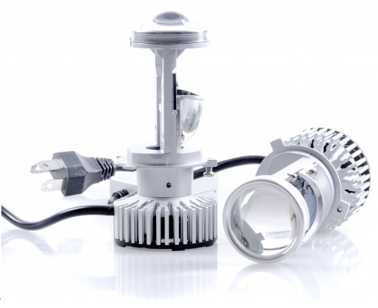AMPOULE H4 BI-LED AVEC LENTILLE PROJECTEUR MOTOCYCLETTE