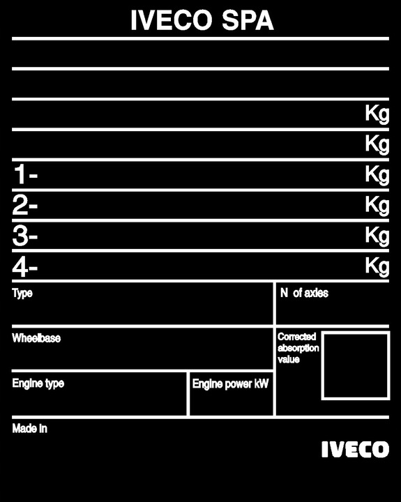 PLATE STICKER INFORMATION CODE IVECO 