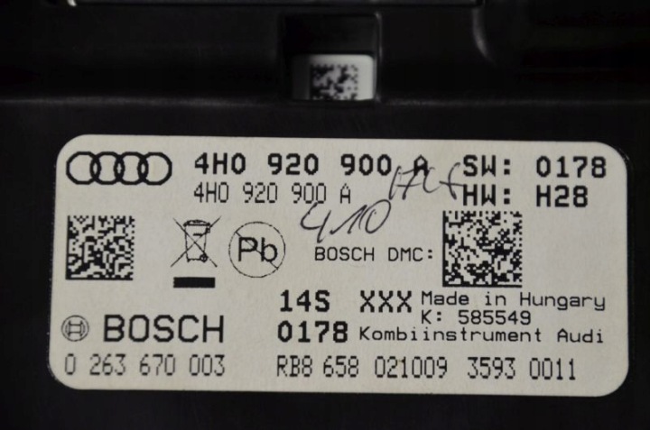 AUDI A8 4H COMPTEUR TABLEAU DE BORD 4H0920900A
