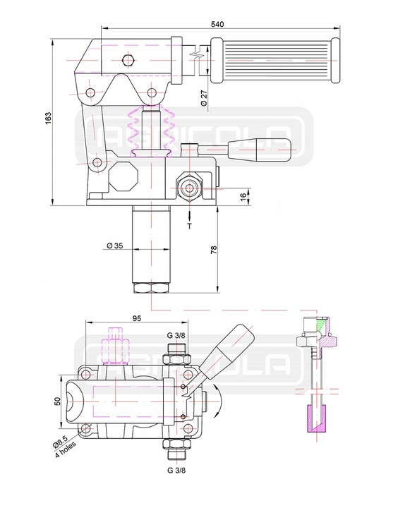 BOMBA MANUAL BILATERAL 25CM3 ZE ZBIORNIKIEM 5L 