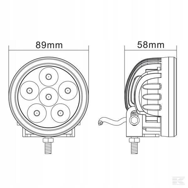 PHARE TRAVAILLÉ LED RONDE 18W 1440 LM 10/30V LANTERNE ROZPROSZONE 6 LED