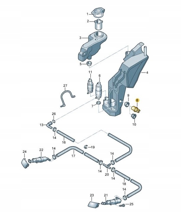 CAPTEUR NIVEAU LIQUIDE VERS LAVE-GLACES VW GOLF V/ VI/ VII VAG 7M0919376