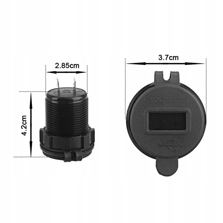 DISPOSITIVO DE CARGA AUTO 2 PIEZAS USB QC3.0 VOLTÍMETRO 3A ALUMINIO 