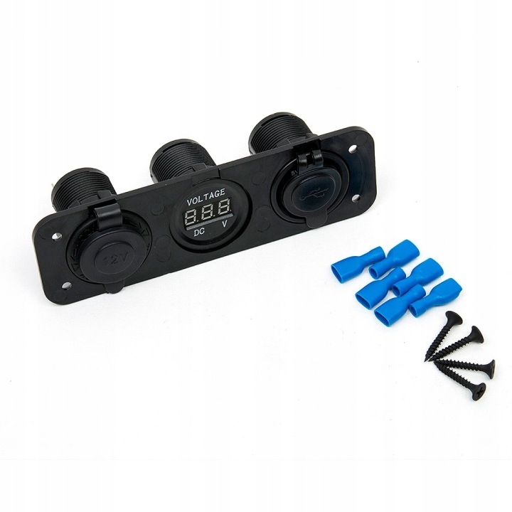 PANNEAU PRISE ALLUME-CIGARES VOLTMÈTRE CHARGEUR 2 CV USB 3,1A 3W1 VOITURE