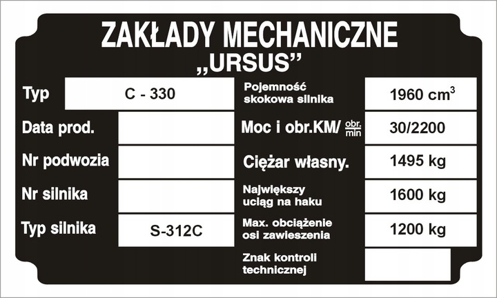 URSUS C355 C355 C360 C4011 IDENTIFIKAVIMO PLOKŠTELĖ VARDINĖ nuotrauka 2