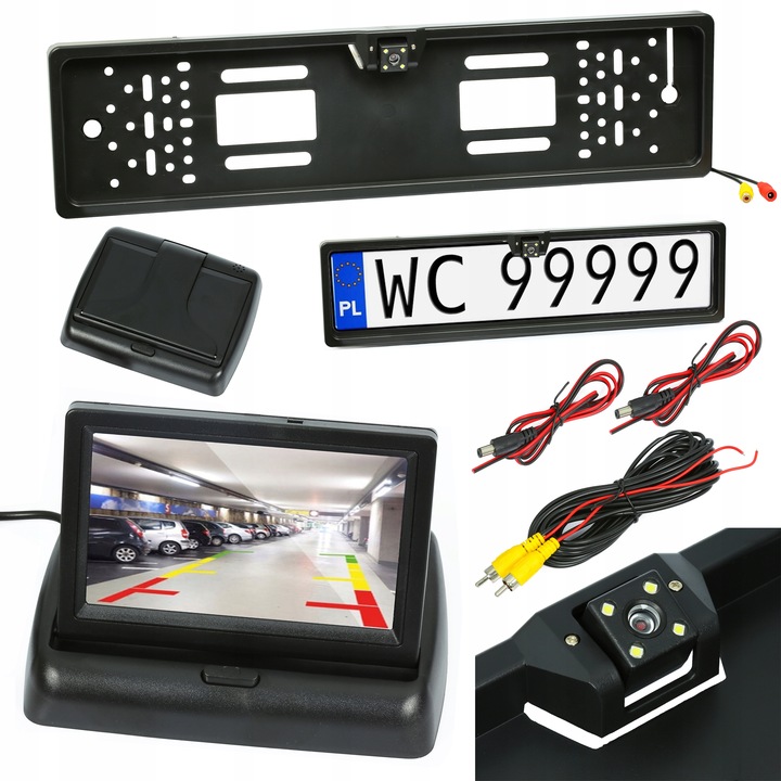 CÁMARA RETROVISOR APARCAMIENTO DIODO LUMINOSO LED EN RAMCE REGISTRO + MONITOR 4,3'' LCD 12V 