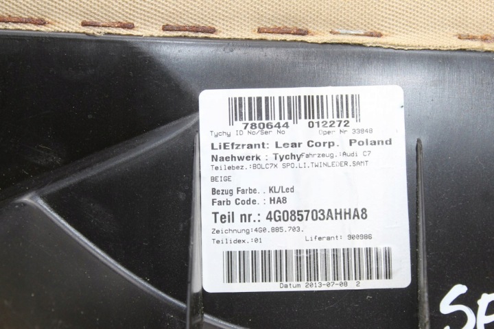 COLLECTEUR GARNITURE DOSSIER BANQUETTES ARRIÈRE GAUCHE ARRIÈRE AUDI A6 C7 4G085703A