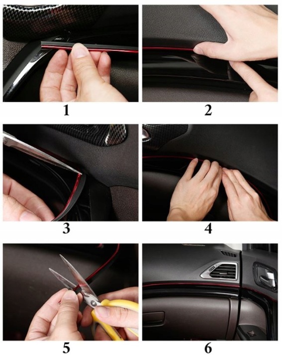 MOULURE DÉCORATIVE DÉCORATIVE VERS VOITURES BANDE VERS INTÉRIEUR VOITURE 5M TUNING