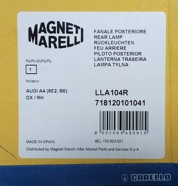 MAGNETI MARELLI PHARE GAUCHE ARRIÈRE AUDI A4