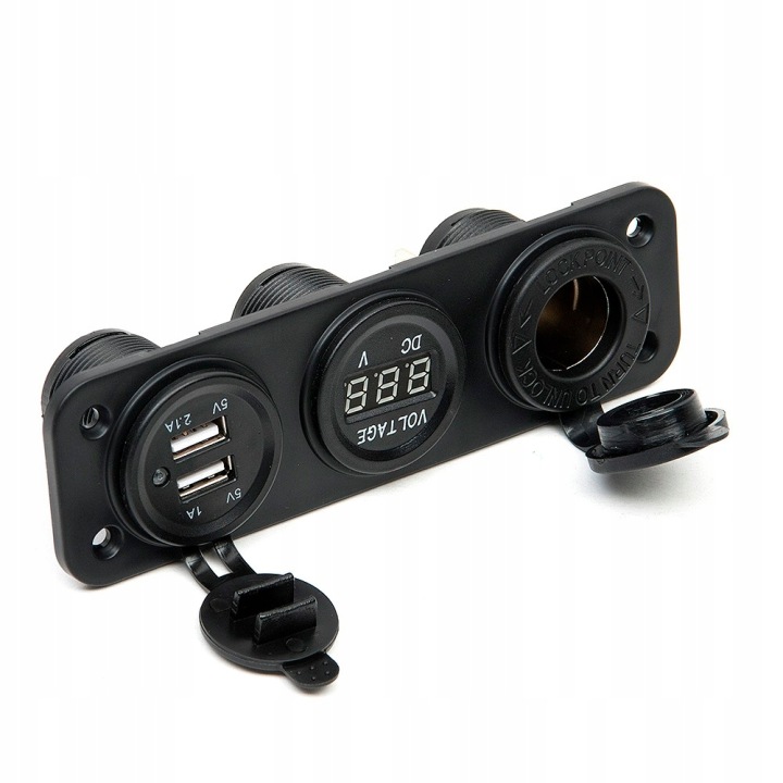 PANNEAU PRISE ALLUME-CIGARES VOLTMÈTRE CHARGEUR 2 CV USB 3,1A 3W1 VOITURE