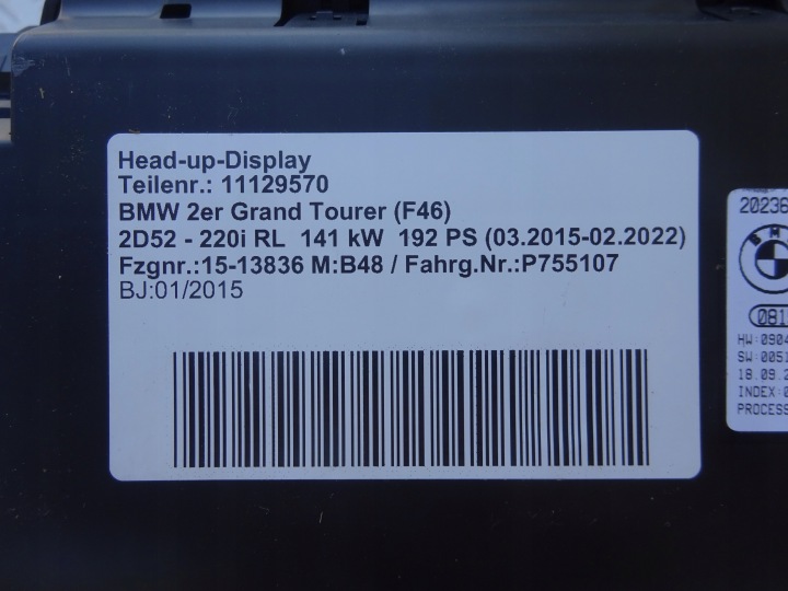 BMW F46 F45 MINI F60 MONITEUR HEAD UP 9354751