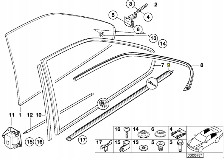 BMW E36 COUPÉ MOULURE JOINT D'ÉTANCHÉITÉ VITRES INCLINABLE OE