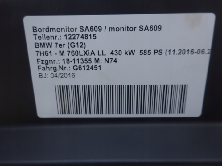 BMW G12 G11 CID 10.25 MONITEUR MONITEUR 6839442