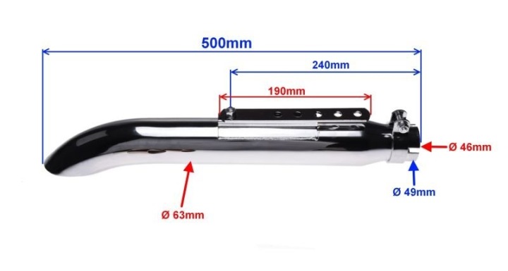 SILENCIEUX ÉCHAPPEMENT YAMAHA HONDA CHOPPER DRAGSTAR 50 CM