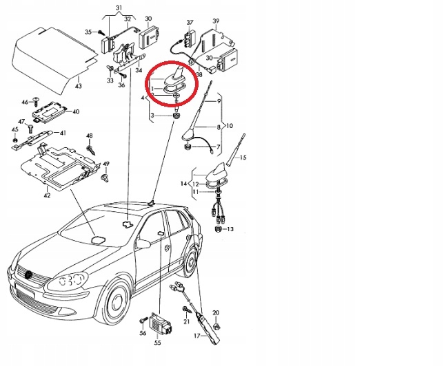 SEAT ALHAMBRA VW TIGUAN FORRO DE ANTENA DE TECHO 