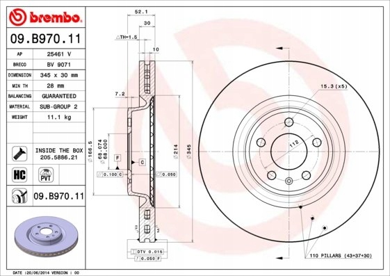 BREMBO 09.B970.11 DISQUE DE FREIN photo 2 - milautoparts-fr.ukrlive.com