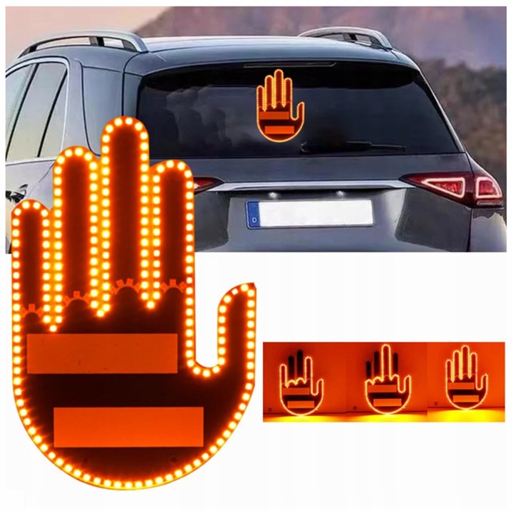 REKA DIODO LUMINOSO LED SYGNALIZATOR GESTOW NA PARTE TRASERA VENTANAS COCHE CENTRAL DEDO +CONTROL REMOTO 