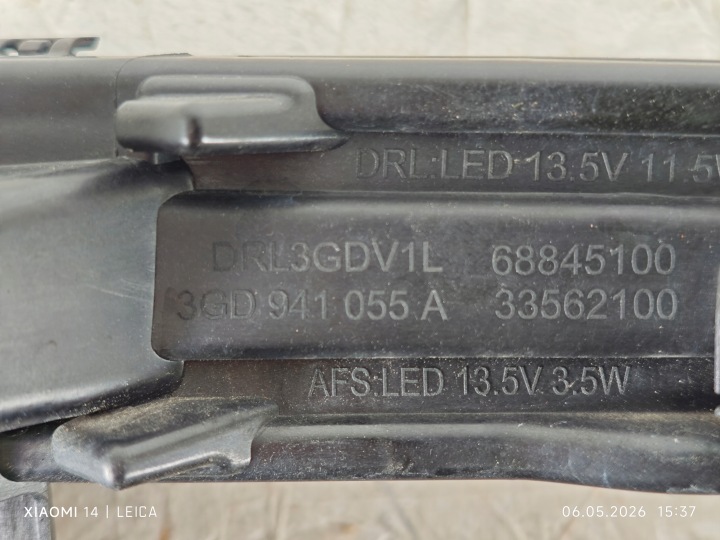 VW PASSAT B8 GTE LED PHARES ANTIBROUILLARD GAUCHE AVANT AVANT 3GD941055A