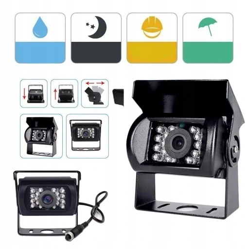 CAMÉRA MARCHE ARRIÈRE MONITEUR 7CALOWY TFT LCD BUS 10M 12V/24V POIGNÉE