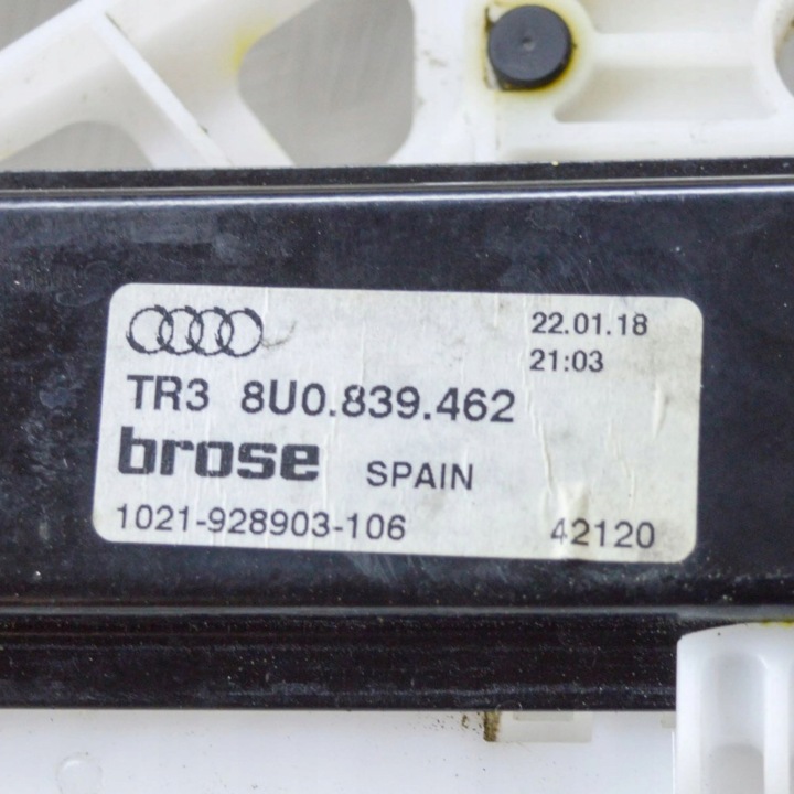AUDI Q3 8U 2018 DROITE CÔTÉ MÉCANISME ÉLÉVATEUR VITRES ARRIÈRE SANS MOTEUR