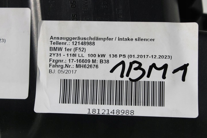 BMW 1 F52 FILTRE AIR CHÂSSIS 7609482 13717609482 X1 F48 2 PIÈCES F39 F45 F46