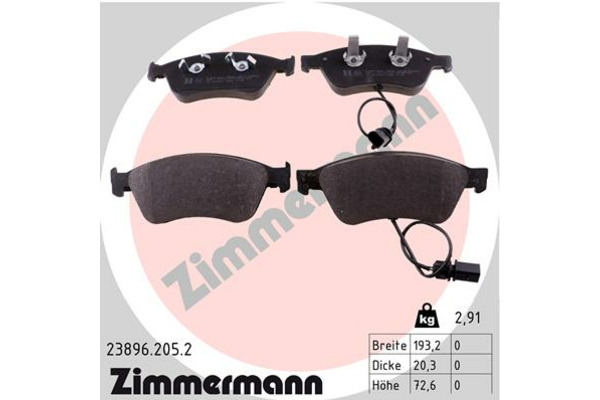PLAQUETTES FREINS ZIMMERMANN 23896.205.2 4D0698151AB