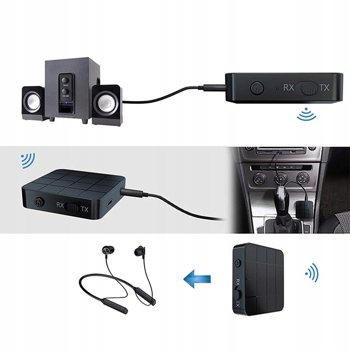 TRANSMISOR 2 EN 1 BLUETOOTH RECEPTOR TRANSMISOR PARA SONIDO TV SLUCHAWEK BT 5.0 