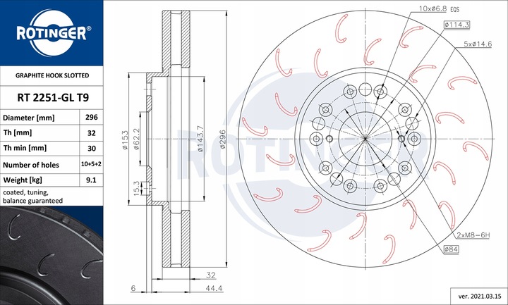 DISCOS ROTINGER RT 2251-GL T9 