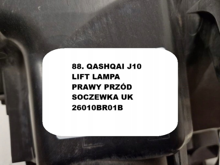NISSAN QASHQAI 1 I J10 LIFT PHARE DROIT AVANT DROITE AVANT LENTILLE UK