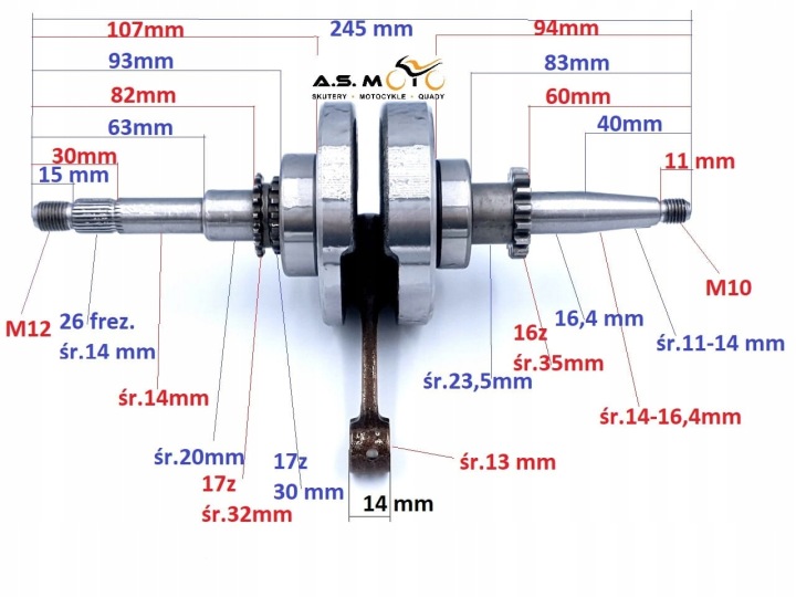 VILEBREQUIN 16 DENTS SCOOTER 50 4T GY6 QUEST, VAPOR, WILGA, COLIBER, F16