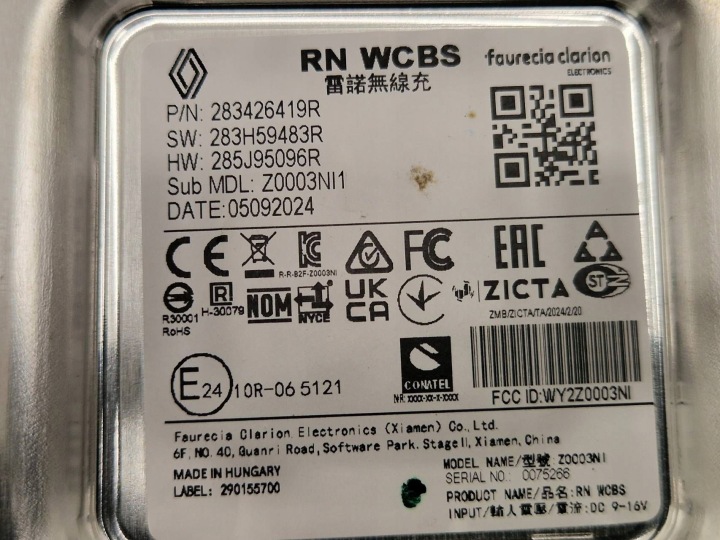 CHARGEUR INDUKCYJNA RENAULT SCENIC E-TECH V 283426419R