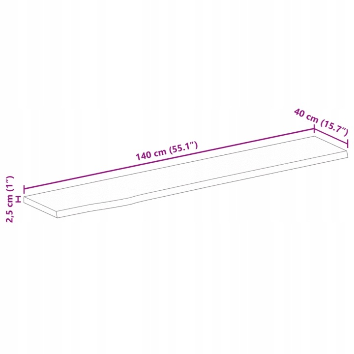 VIDAXL BLAT STOLU AVEC ZYWA KRAWEDZIA 140 X 40 X 2,5 CM LITE BOIS MANGO