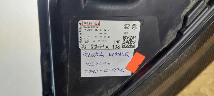 PHARE DROITE AVANT SKODA KODIAQ (NS7) 566941035 0.05L DIESEL 110KW 2022