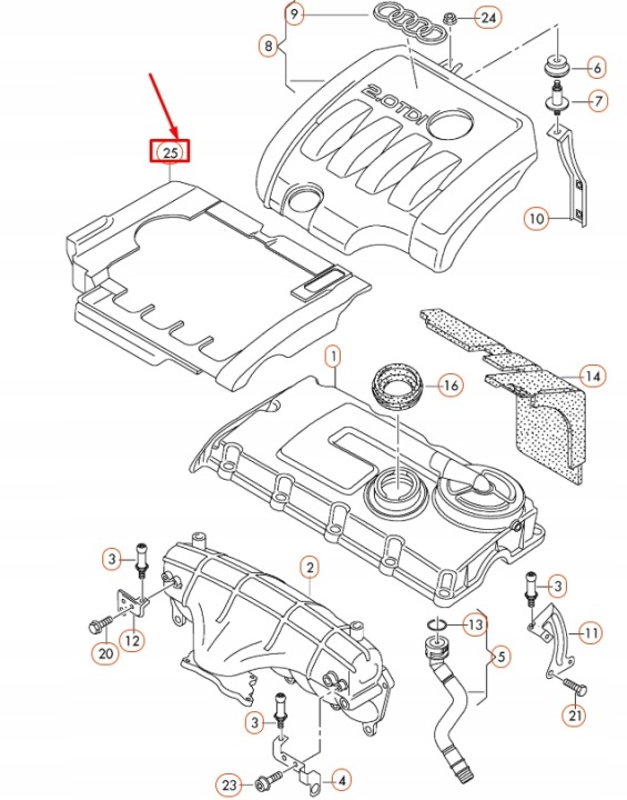 AUDI A3 8P COUVERCLE COLLECTEURS D'ADMISSION MOTEUR 03G103907 ORIGINALE