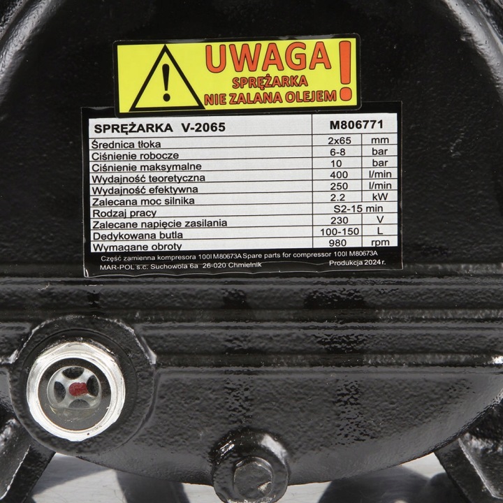 COMPRESSEUR DWUCYLINDROWA VERS COMPRESSEUR 2-TLOKOWA V-2065 400L/ MIN M806771