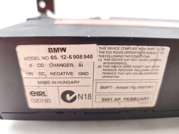 BMW X5 CHANGEUR DISQUES CD/DVD 2001 SUV 4/5DR 6908948 65.12-6908948 (00-06)