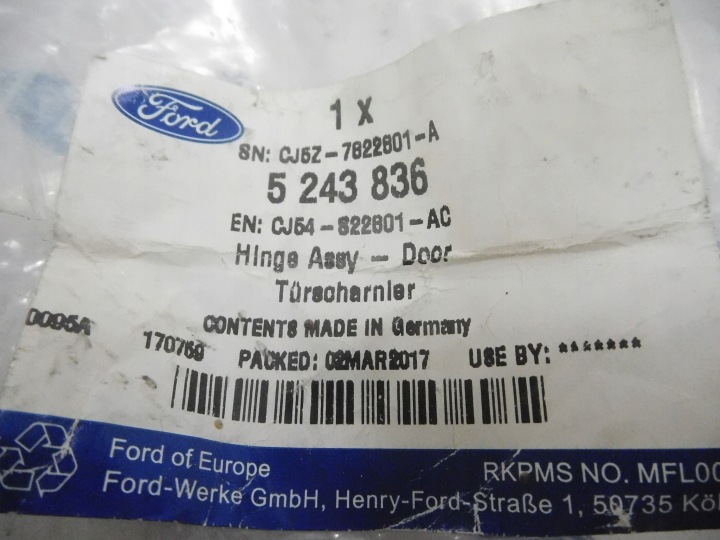 CHARNIÈRE GAUCHE SUPÉRIEUR PORTES AVANT FORD KUGA 12- MONDEO 14- OE 5243836
